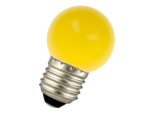 [H37522] G45 LED pære - 240VAC 1W, E27 sokkel, Gul (IP44)