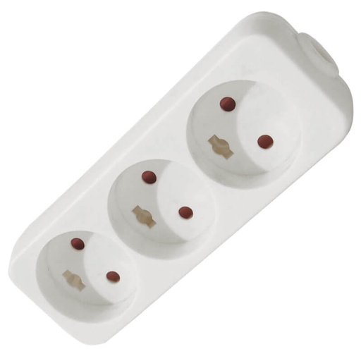 [6228659572] Stikdåse 3 udtag Hvid u. jord u. ledning