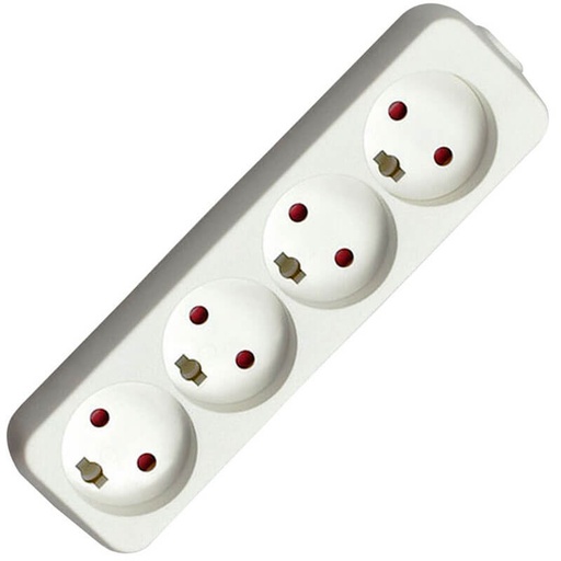 [6228659679] 4-stikdåse m/blindhul u/jord Hvid