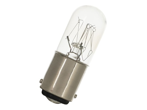 [H51704] Dværglampe - 110-140V / 90mA / 6-10W, Ba15d (Ø16x45mm)
