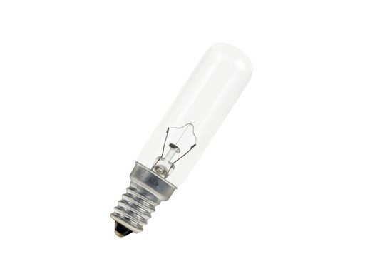 [H17420] Rørlampe - 24V / 15W, E14 sokkel, klar (Ø20x85mm)