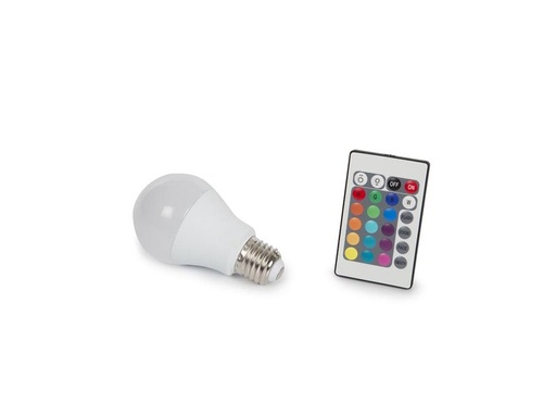 [H59472] E27 LED pære m. fjernbetj. - 7,5W RGB + Varm hvid