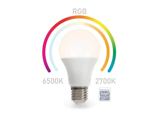 [H59965] A60 Smart WIFI pære - RGB, Kold & varm hvid 8,5W E27