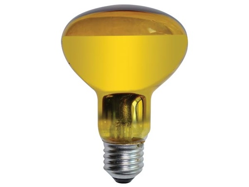 [H18229] R80 spotpære - 60W / 230V, E27, GUL