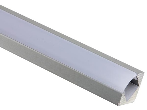 [H33320] Alu. LED strip profil - 45° hjørne dyb, Diffus (2m)