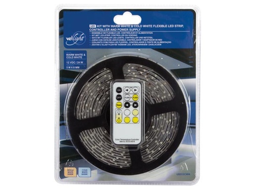 [H47483] LED stripsæt (IP61) - 300 Varm+Kold Hvid LED (5m)