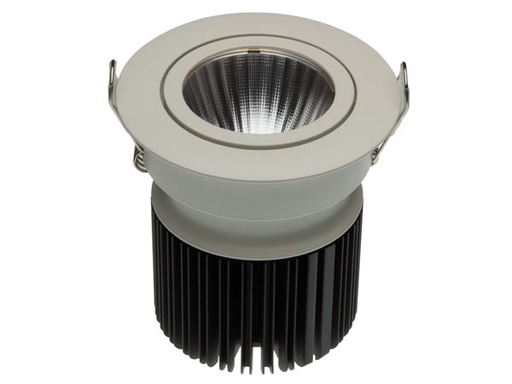 [H43238] LED indbygningsspot - 230V / 12,6W Rund hvid kip, Varm Hvid