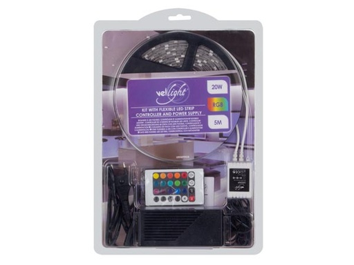 [H43260] LED stripsæt (IP61) - 150 RGB, fjernbetj., strømfors. (5m)