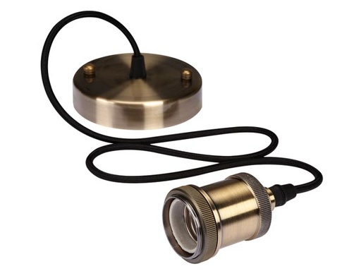 [H49000] Stofledning m. E27 fatning og baldakin - Bronze (1,4m)