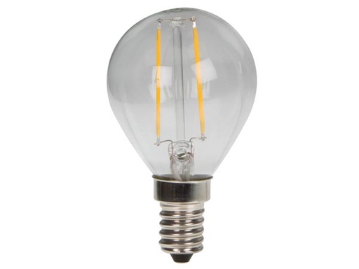 [H40397] Filament LED kronepære - 230V 2W klar, E14 sokkel (2700K)