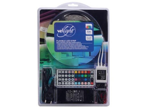 [H30912] LED stripsæt (IP61) - 150 RGB, fjernbetj., strømfors. (5m)