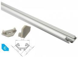 [H28779] Alu. LED profil - Type C, Anodiseret alu. (2,02m)