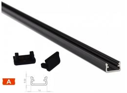 [H28676] Alu. LED profil - Type A, Anodiseret sort (2,02m)
