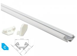 [H28982] Alu. LED profil - Type C, Hvidlakeret (2,02m)