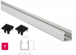 [H29091] Alu. LED profil - Type Y, Anodiseret alu. (2,02m)