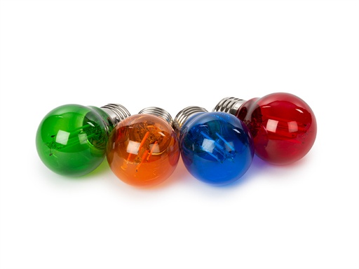 [H56954] G45 LED kulørt pæresæt - 230V 4,5W E27, Farvet glas (4 stk.)