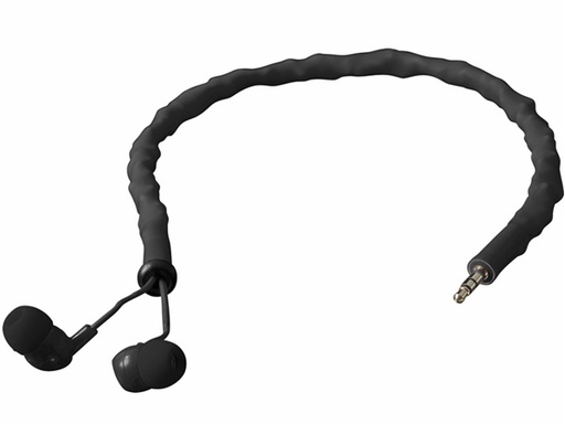 [H17927] Cord Cruncher - In-ear hovedtelefon m. elastisk udtræk, Sort