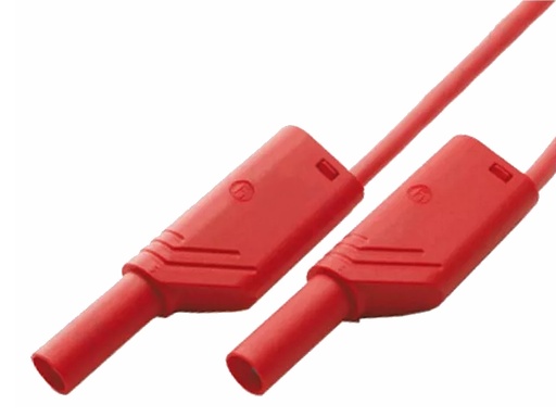 [H19719] Kontaktbeskyttet testledning, 2x4mm, Stabelbar, Rød (1m)