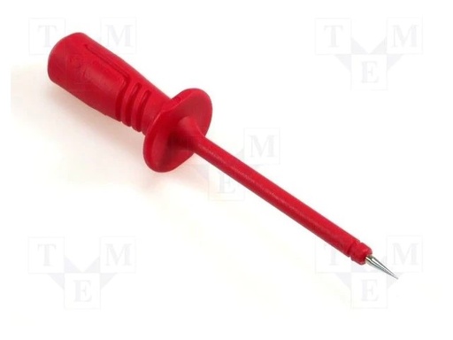 [H33570] Testprobe m. lang stålspids - Rød, 4mm sikkerhedsbananfatn.