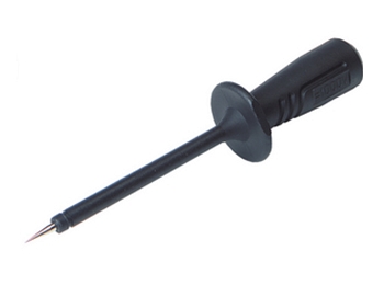 [H35103] Testprobe m. lang stålspids - Sort, 4mm sikkerhedsbananfatn.