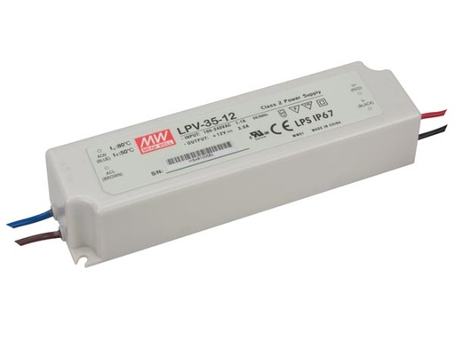 [H43293] LED strømforsyning - 12Vdc / 3A 36W (IP67)