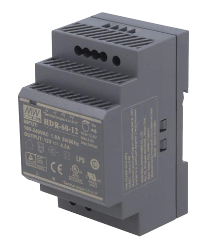 [H63845] DIN-skinne strømforsyning, 12VDC 54W 4,5A