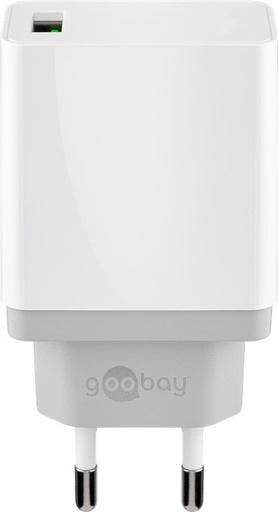 [H57098] Netadapter - 5Vdc 18W, QC3.0 lynopladning, USB-A, Hvid