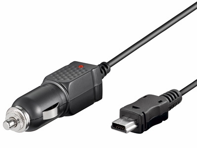 [H25504] 12/24V biladapter - 5V / 1A mini USB (1,5m spiral)