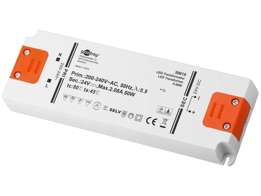 [H45156] LED strømforsyning - 24Vdc / 50W - IP20, "slimline"