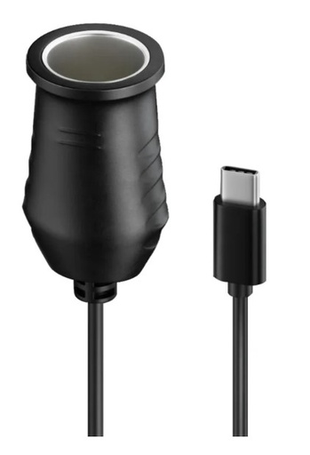 [H52108] 12V biladapter - USB-C han til 12V (3A/36W) Cigar hun (1m)