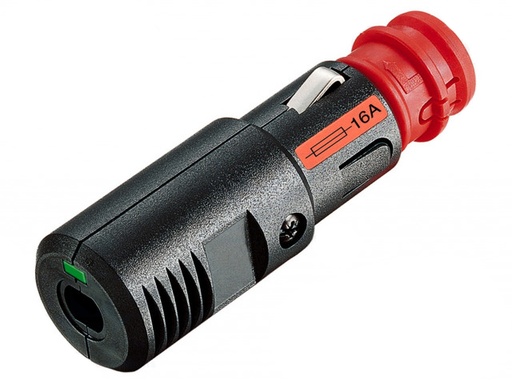 [H55908] ProCar - Sikkerhedscigarstik, Han, 12/24V / 16A m. LED