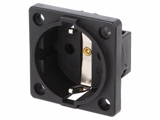 [H63039] Strømudtag, Schuko (sidejord), 240V/16A, kabinetmont., Sort