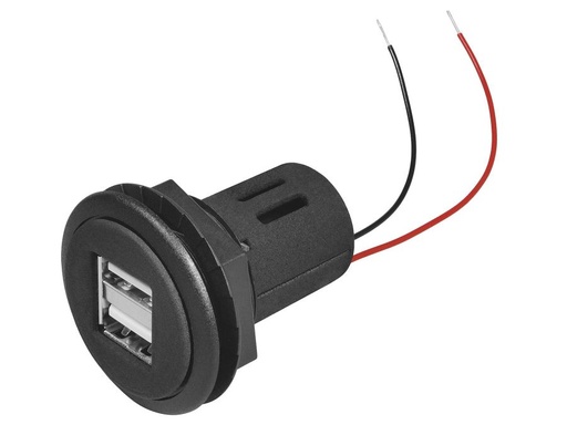[H48747] 12/24V til 5V USB udtag - 2 x USB A, 5A (rund)