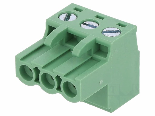 [H57898] Indstik skrueterminal - 3P hun, 5,08mm, 2,5mm², Grøn