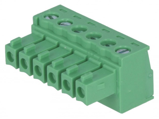 [H55171] Indstik skrueterminal - 6P hun 3,81mm 0,5-1,5mm², Grøn
