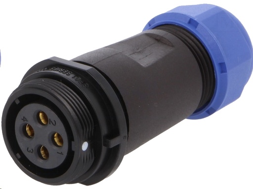 [H41785] Rundstik, SP21 - 4pol hun, til Ø4,5-7mm kabel (IP68)