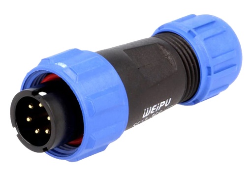 [H63071] Rundstik, SP13 - 6P han, indv. gevind, Ø4-6,5mm, 5A (IP68)