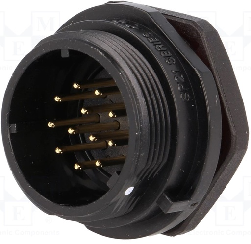 [H61204] SP21 fatning - 12pol han, 0,75mm², 5A, kabinet (IP68)