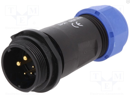 [H61163] Rundstik, SP21 - 5 (2+3) pol han, til Ø7-12mm kabel (IP68)