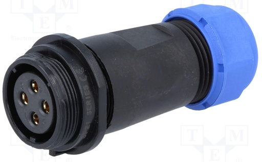 [H61166] Rundstik, SP21 - 4pol hun, til Ø7-12mm kabel (IP68)