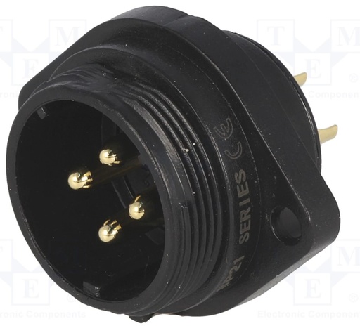 [H61189] SP21 fatning - 4pol han, 4mm², 30A, kabinet (IP68)