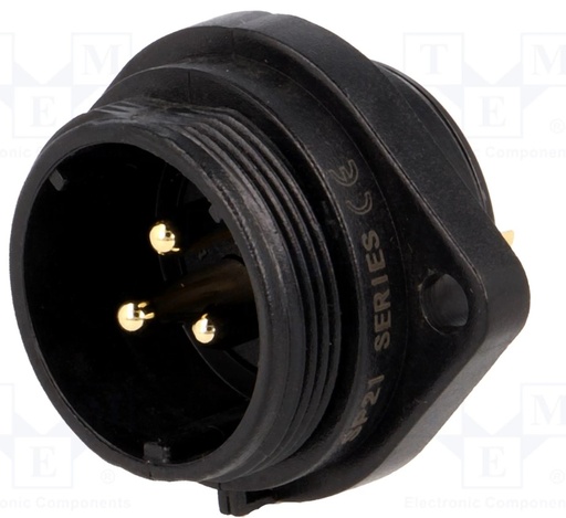 [H61191] SP21 fatning - 3P han, 4mm², 30A, kabinet flange (IP68)