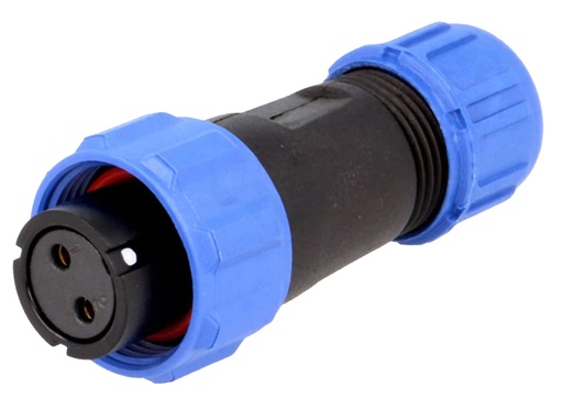 [H63551] Rundstik, SP13 - 2P hun, indv. gevind, Ø4-6,5mm, 13A (IP68)