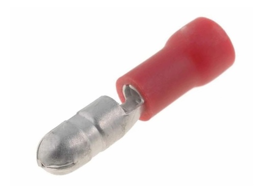 [H61591] Rød kabelsko - Rundstik han Ø3,9mm 0,4-1,4mm² (100 stk.)