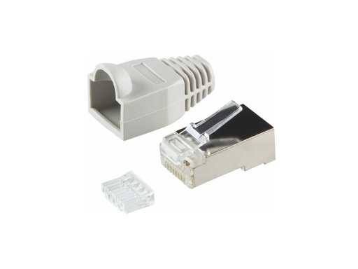 [H49312] RJ45 modularstik - 8P8C, CAT6 skærmet, Grå afl. (100 stk.)