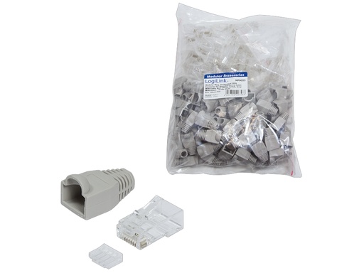 [H49314] RJ45 modularstik - 8P8C, CAT6 uskærmet, Grå afl. (100 stk.)