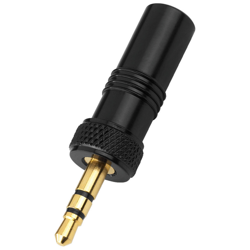 [H55065] JACK stik - 3,5mm stereo han med skruelås, Sort