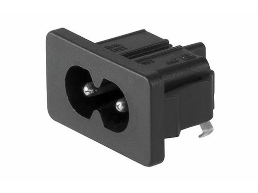 [H64404] Apparatfatning - 2pol C8 han for flad C7 (8-tal) stik, Sort