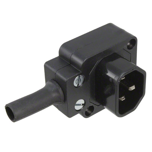 [H64502] Apparatstik - IEC60320-C14, 3pol han, Vinklet, Sort (10A)