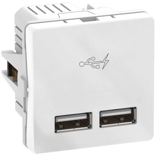 [1017053609] Fuga 2xUSB lader 2,1A 1 modul - hvid